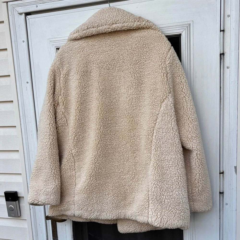 Free People Ladies Cream Sherpa Jacket-M - Picture 9 of 9